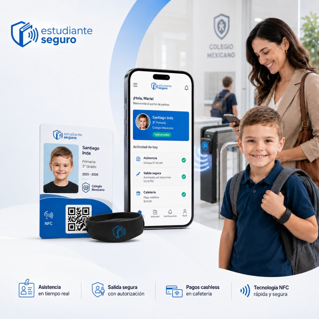 Estudiante Seguro: credenciales, pulseras y portal para padres